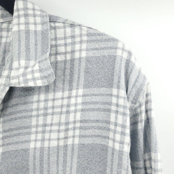 J Crew 100% Cotton Flannel Plaid Gray Button Down Shirt Large - Picture 3 of 12